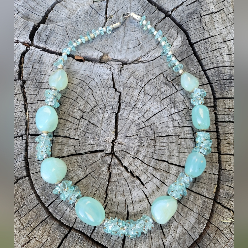 Mint green real gemstone necklace